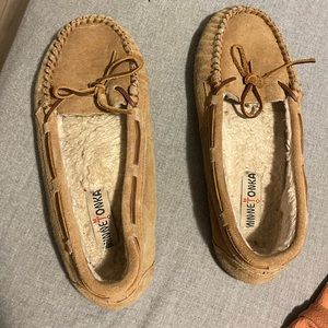 Worn Minnetonka Slippers size 10